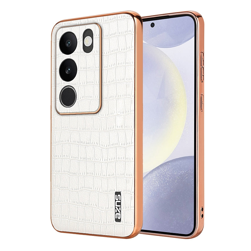 vivo V29/V29 Pro Luxury Case - Electroplated Frame, Crocodile Texture Leather, Full Coverage Protection, Anti-Fingerprint & Shockproof