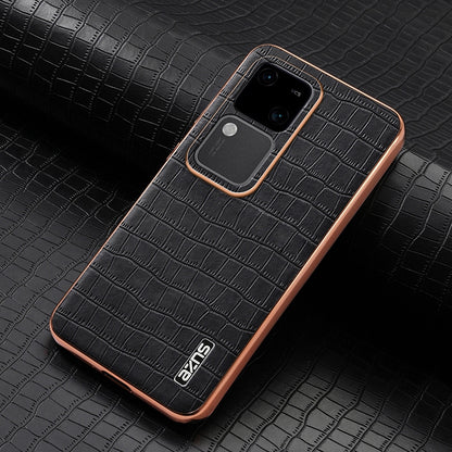 vivo S18/S18 Pro Luxury Case - Electroplated Frame, Crocodile Texture Leather, Full Coverage Protection, Anti-Fingerprint & Shockproof