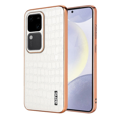vivo S18/S18 Pro Luxury Case - Electroplated Frame, Crocodile Texture Leather, Full Coverage Protection, Anti-Fingerprint & Shockproof