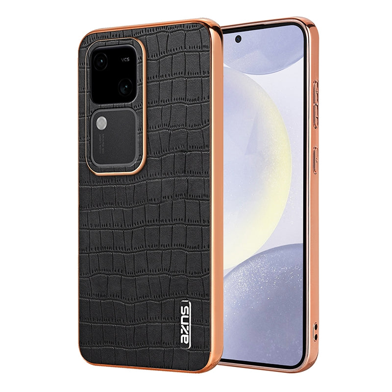 vivo V30/V30 Pro Luxury Case - Electroplated Frame, Crocodile Texture Leather, Full Coverage Protection, Anti-Fingerprint & Shockproof