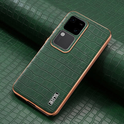 vivo V30/V30 Pro Luxury Case - Electroplated Frame, Crocodile Texture Leather, Full Coverage Protection, Anti-Fingerprint & Shockproof
