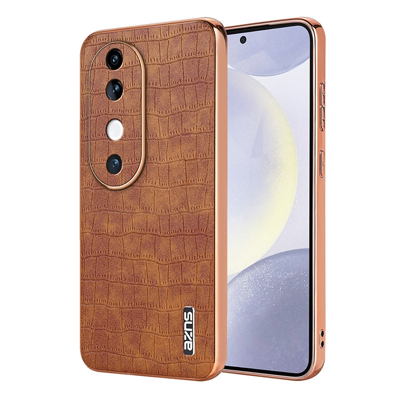 vivo S19 Luxury Case - Electroplated Frame, Crocodile Texture Leather, Full Coverage Protection, Anti-Fingerprint & Shockproof