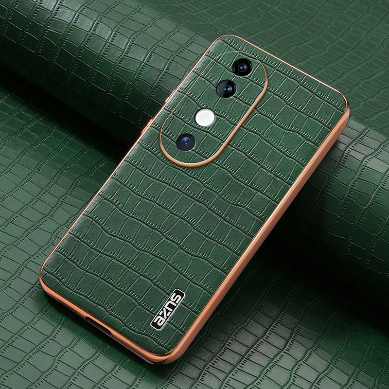 vivo S19 Luxury Case - Electroplated Frame, Crocodile Texture Leather, Full Coverage Protection, Anti-Fingerprint & Shockproof