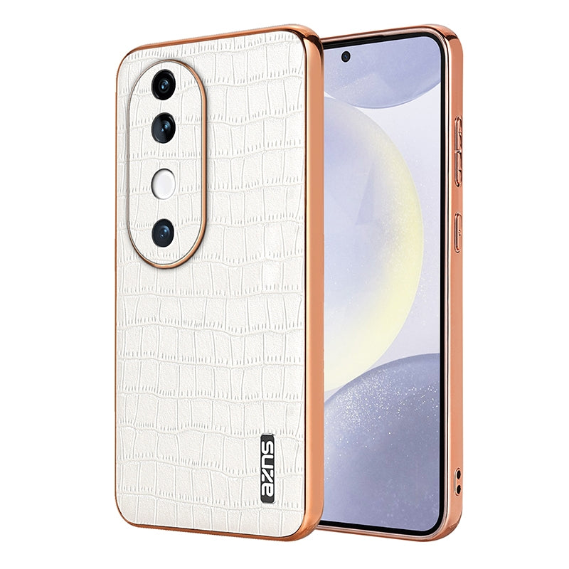 vivo S19 Luxury Case - Electroplated Frame, Crocodile Texture Leather, Full Coverage Protection, Anti-Fingerprint & Shockproof