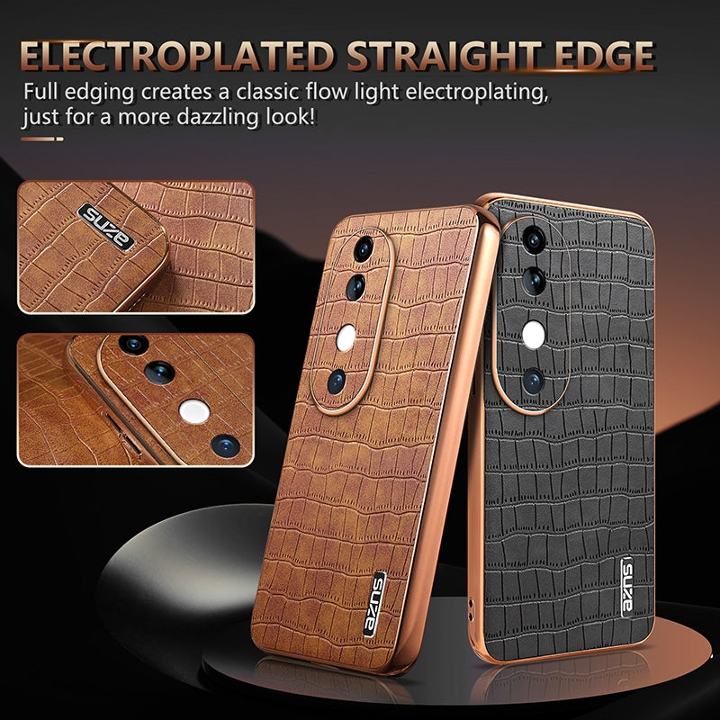 vivo S19 Luxury Case - Electroplated Frame, Crocodile Texture Leather, Full Coverage Protection, Anti-Fingerprint & Shockproof