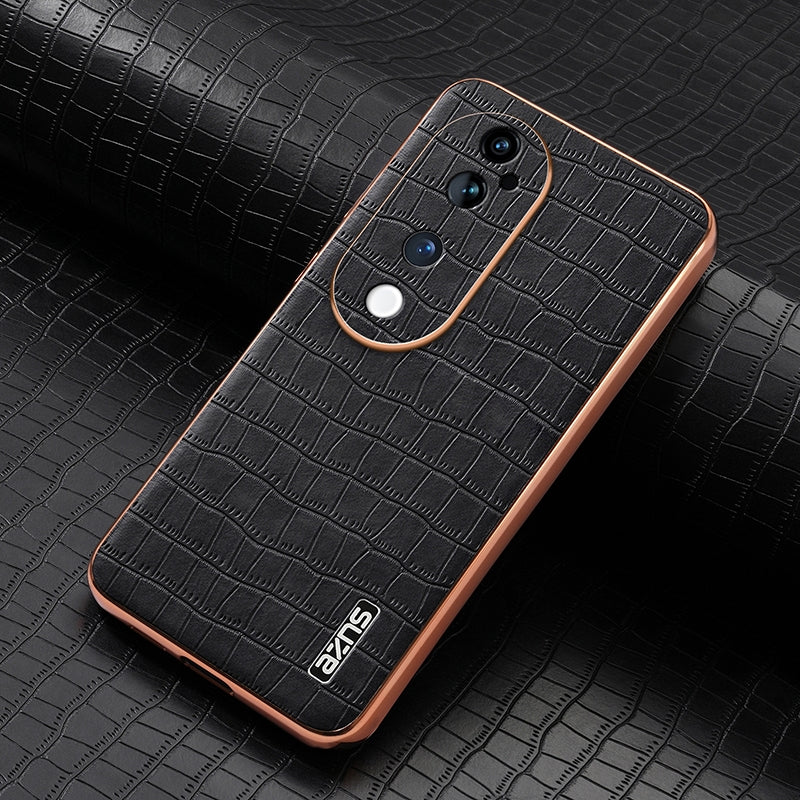 vivo S19 Pro Luxury Case - Electroplated Frame, Crocodile Texture Leather, Full Coverage Protection, Anti-Fingerprint & Shockproof