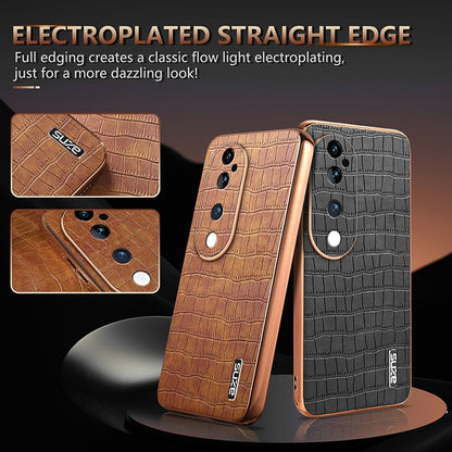 vivo S19 Pro Luxury Case - Electroplated Frame, Crocodile Texture Leather, Full Coverage Protection, Anti-Fingerprint & Shockproof