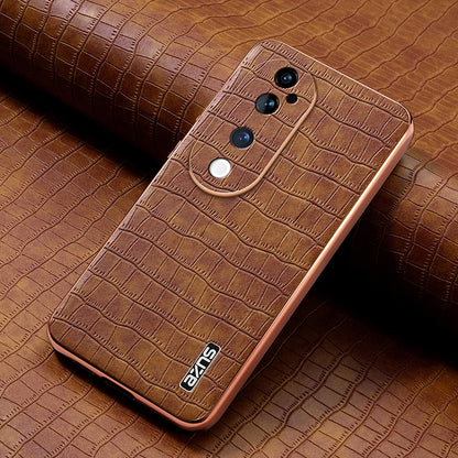 vivo S19 Pro Luxury Case - Electroplated Frame, Crocodile Texture Leather, Full Coverage Protection, Anti-Fingerprint & Shockproof