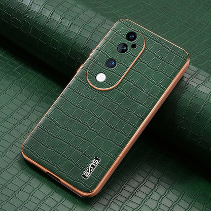 vivo S19 Pro Luxury Case - Electroplated Frame, Crocodile Texture Leather, Full Coverage Protection, Anti-Fingerprint & Shockproof