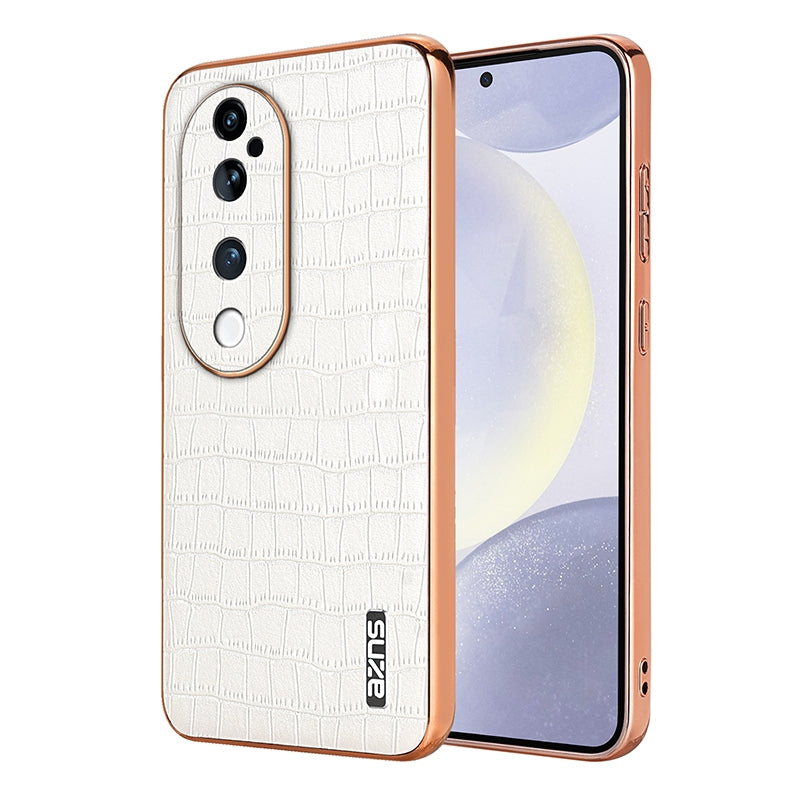 vivo S19 Pro Luxury Case - Electroplated Frame, Crocodile Texture Leather, Full Coverage Protection, Anti-Fingerprint & Shockproof