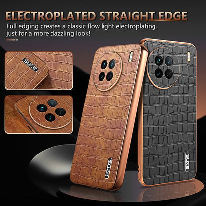 vivo X90/X90s Luxury Case - Electroplated Frame, Crocodile Texture Leather, Full Coverage Protection, Anti-Fingerprint & Shockproof