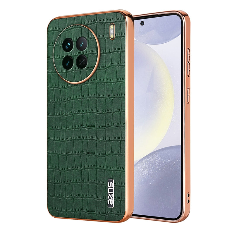 vivo X90/X90s Luxury Case - Electroplated Frame, Crocodile Texture Leather, Full Coverage Protection, Anti-Fingerprint & Shockproof
