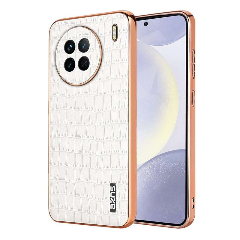 vivo X90/X90s Luxury Case - Electroplated Frame, Crocodile Texture Leather, Full Coverage Protection, Anti-Fingerprint & Shockproof