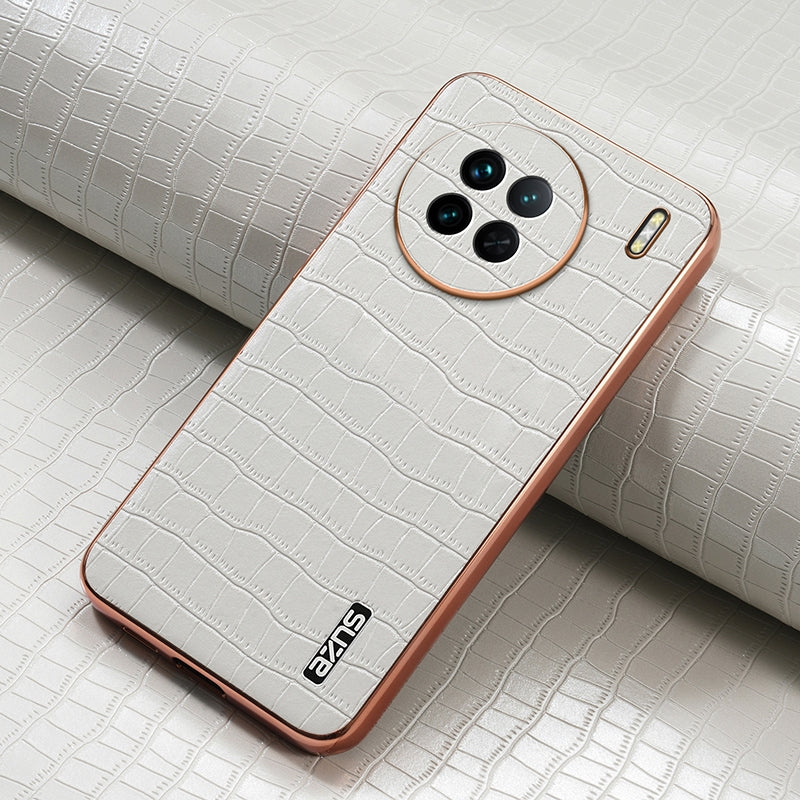 vivo X90/X90s Luxury Case - Electroplated Frame, Crocodile Texture Leather, Full Coverage Protection, Anti-Fingerprint & Shockproof