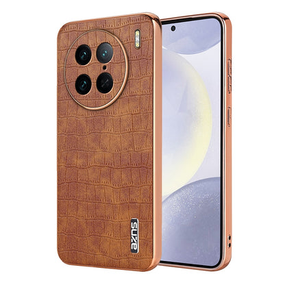 vivo X90 Pro Luxury Case - Electroplated Frame, Crocodile Texture Leather, Full Coverage Protection, Anti-Fingerprint & Shockproof