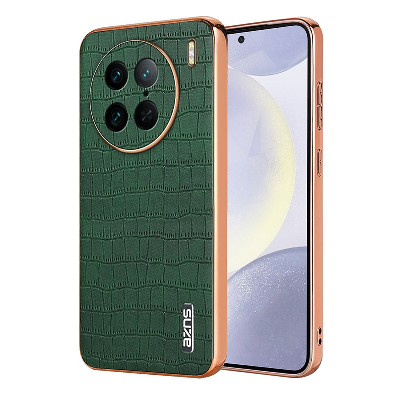 vivo X90 Pro Luxury Case - Electroplated Frame, Crocodile Texture Leather, Full Coverage Protection, Anti-Fingerprint & Shockproof