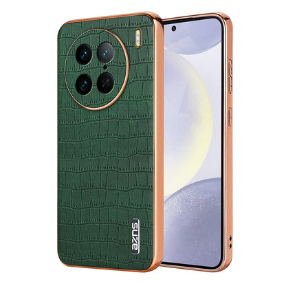 vivo X90 Pro Luxury Case - Electroplated Frame, Crocodile Texture Leather, Full Coverage Protection, Anti-Fingerprint & Shockproof