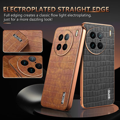 vivo X90 Pro Luxury Case - Electroplated Frame, Crocodile Texture Leather, Full Coverage Protection, Anti-Fingerprint & Shockproof