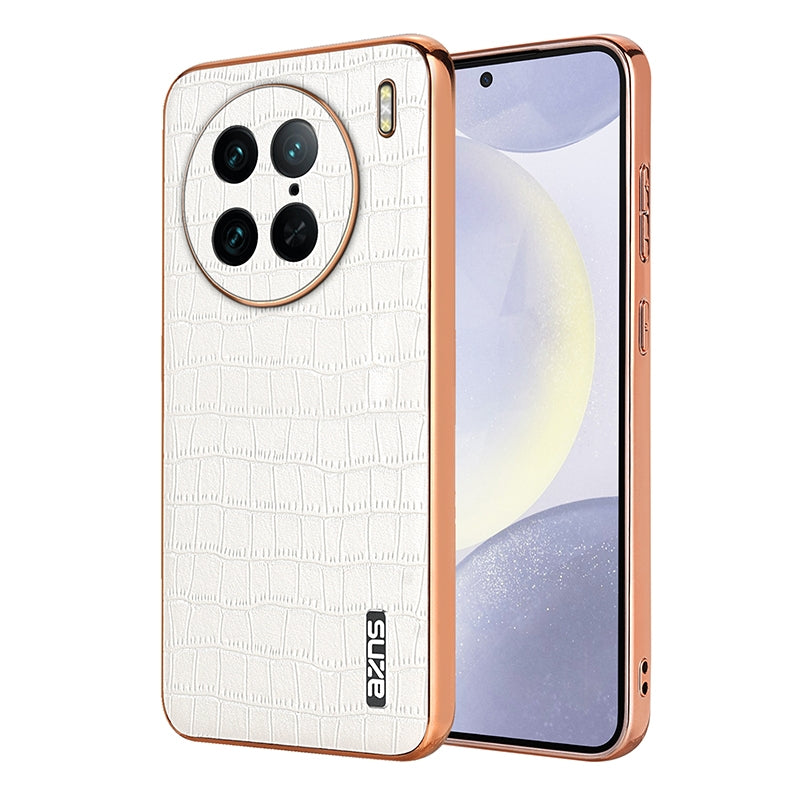 vivo X90 Pro Luxury Case - Electroplated Frame, Crocodile Texture Leather, Full Coverage Protection, Anti-Fingerprint & Shockproof