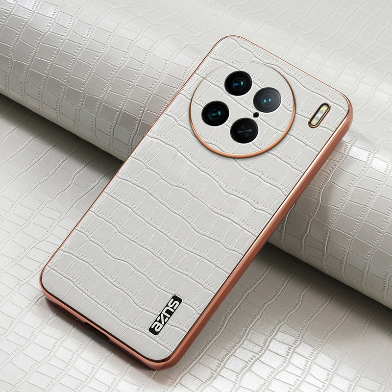 vivo X90 Pro Luxury Case - Electroplated Frame, Crocodile Texture Leather, Full Coverage Protection, Anti-Fingerprint & Shockproof