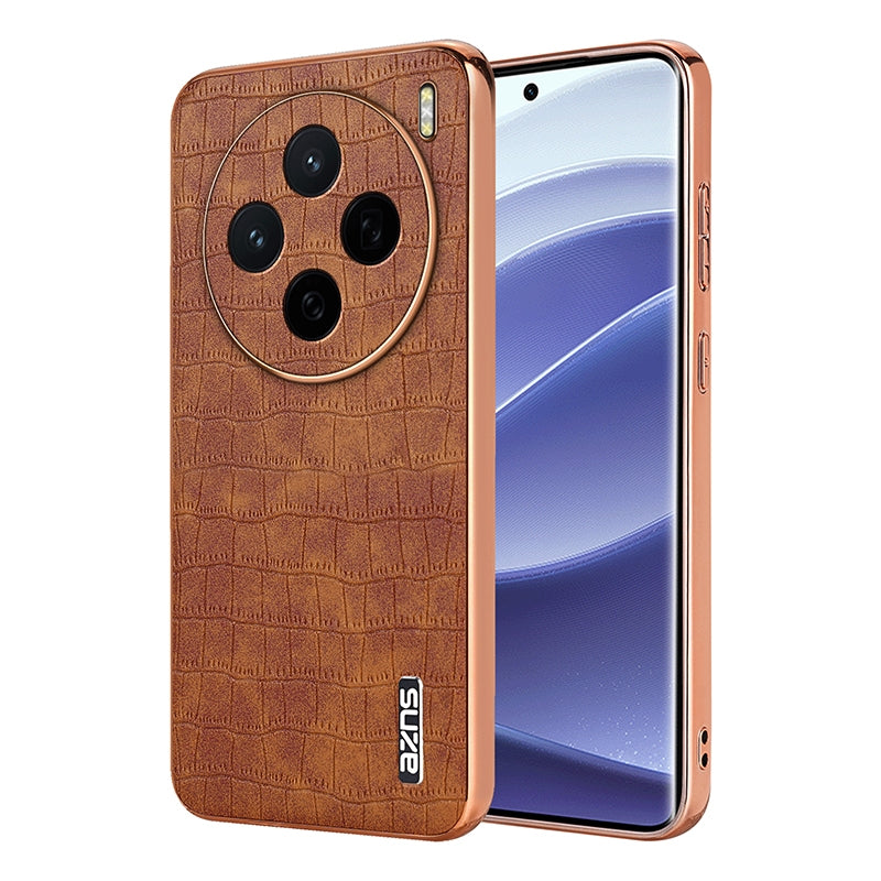 vivo X200 Luxury Case - Electroplated Frame, Crocodile Texture Leather, Full Coverage Protection, Anti-Fingerprint & Shockproof