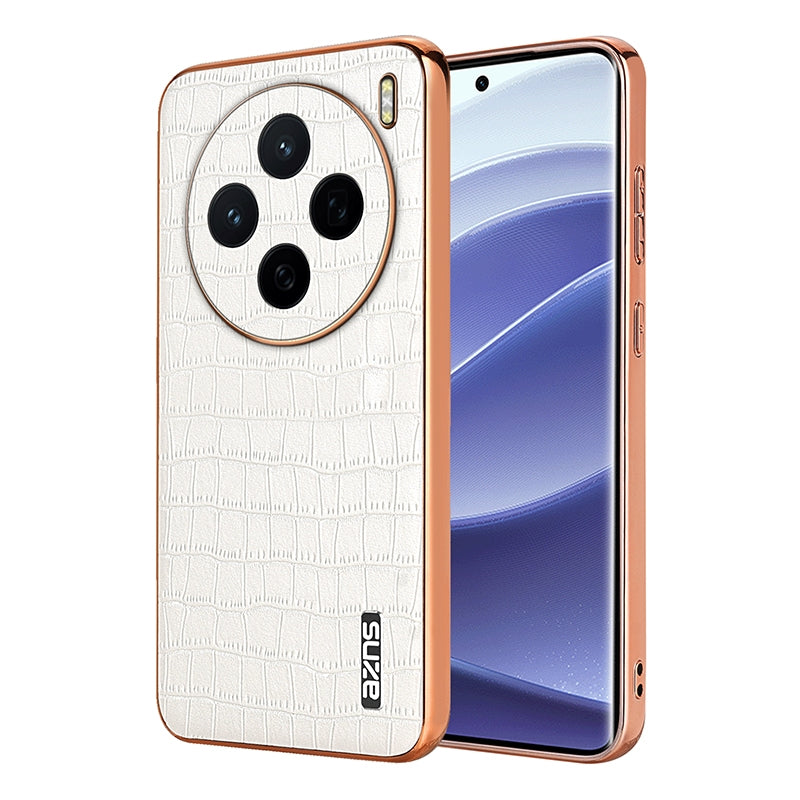 vivo X200 Luxury Case - Electroplated Frame, Crocodile Texture Leather, Full Coverage Protection, Anti-Fingerprint & Shockproof