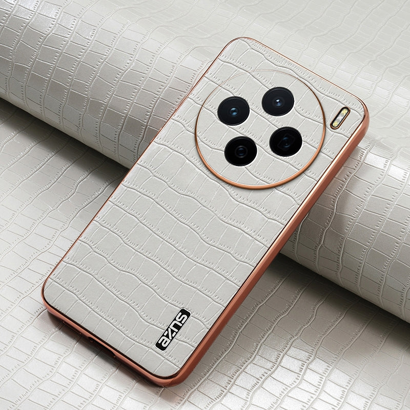 vivo X200 Luxury Case - Electroplated Frame, Crocodile Texture Leather, Full Coverage Protection, Anti-Fingerprint & Shockproof