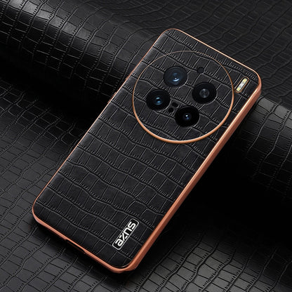 vivo X200 Pro Luxury Case - Electroplated Frame, Crocodile Texture Leather, Full Coverage Protection, Anti-Fingerprint & Shockproof