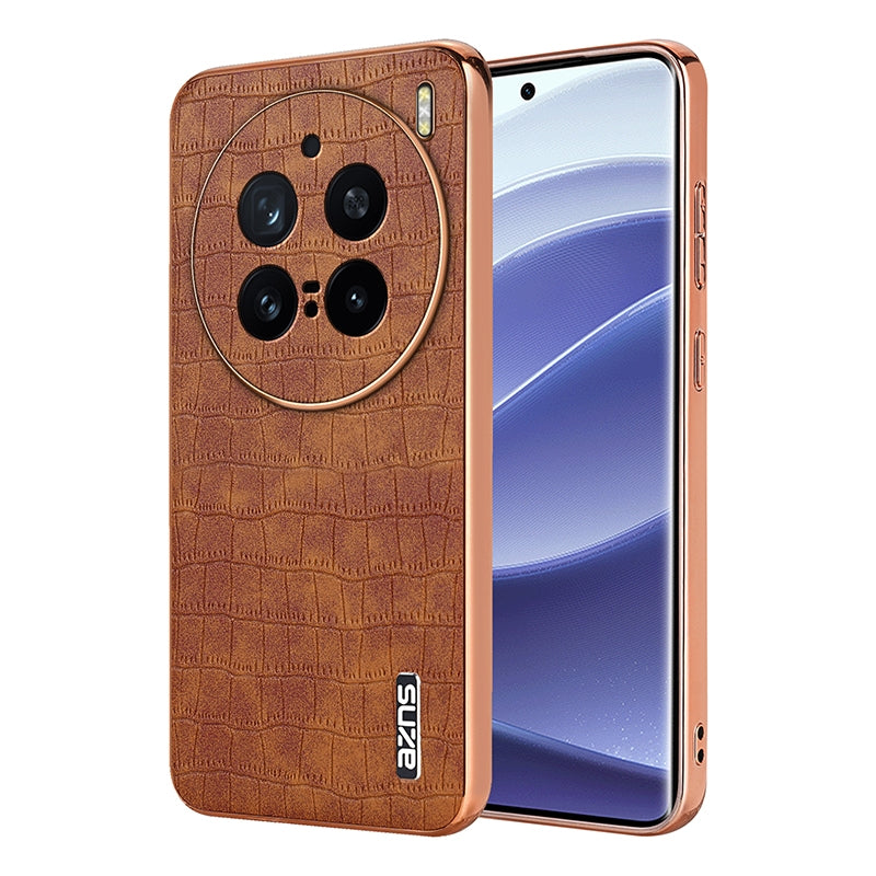 vivo X200 Pro Luxury Case - Electroplated Frame, Crocodile Texture Leather, Full Coverage Protection, Anti-Fingerprint & Shockproof