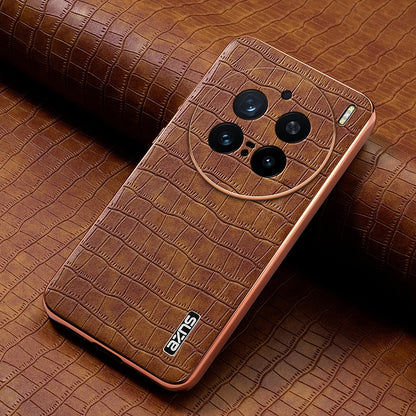 vivo X200 Pro Luxury Case - Electroplated Frame, Crocodile Texture Leather, Full Coverage Protection, Anti-Fingerprint & Shockproof