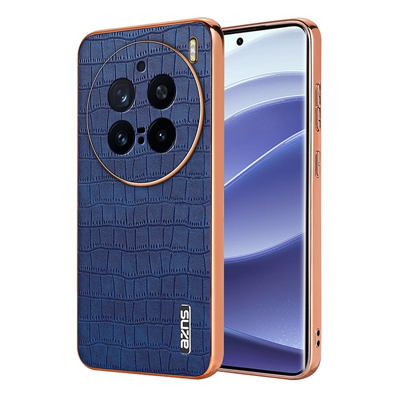 vivo X200 Pro Luxury Case - Electroplated Frame, Crocodile Texture Leather, Full Coverage Protection, Anti-Fingerprint & Shockproof
