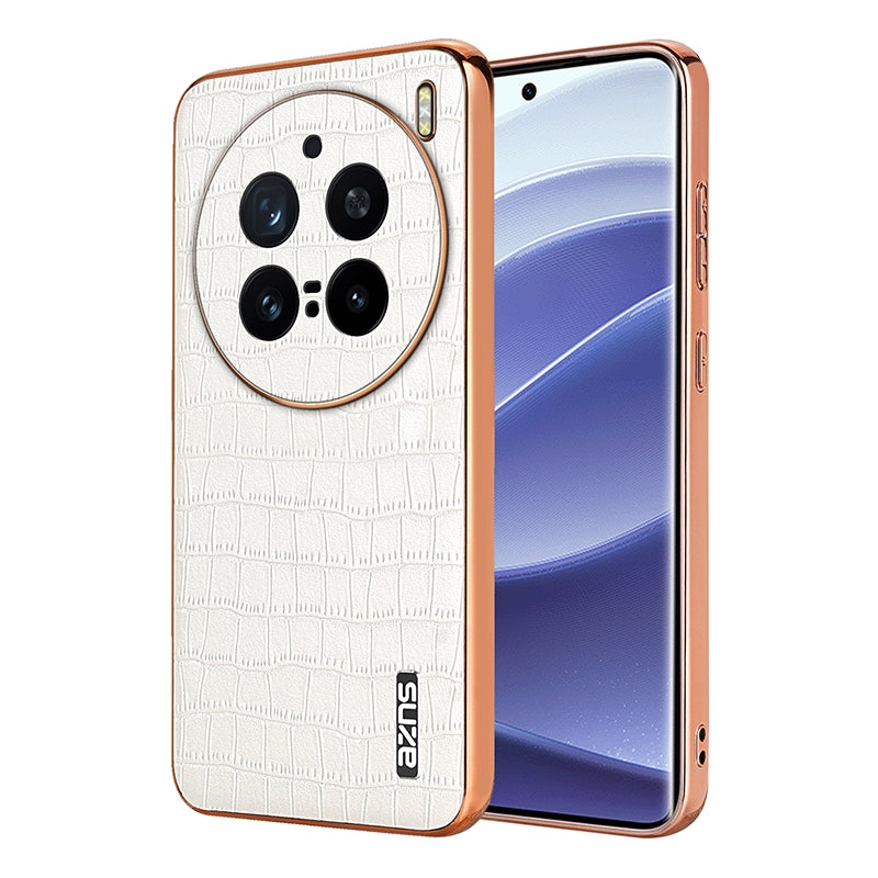vivo X200 Pro Luxury Case - Electroplated Frame, Crocodile Texture Leather, Full Coverage Protection, Anti-Fingerprint & Shockproof