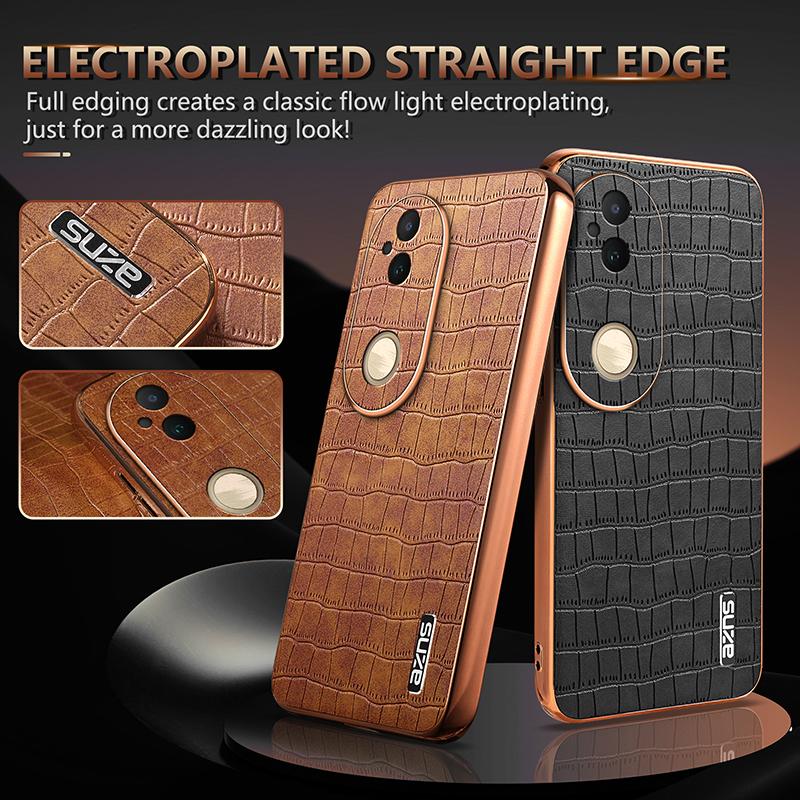 vivo S20 Luxury Case - Electroplated Frame, Crocodile Texture Leather, Full Coverage Protection, Anti-Fingerprint & Shockproof