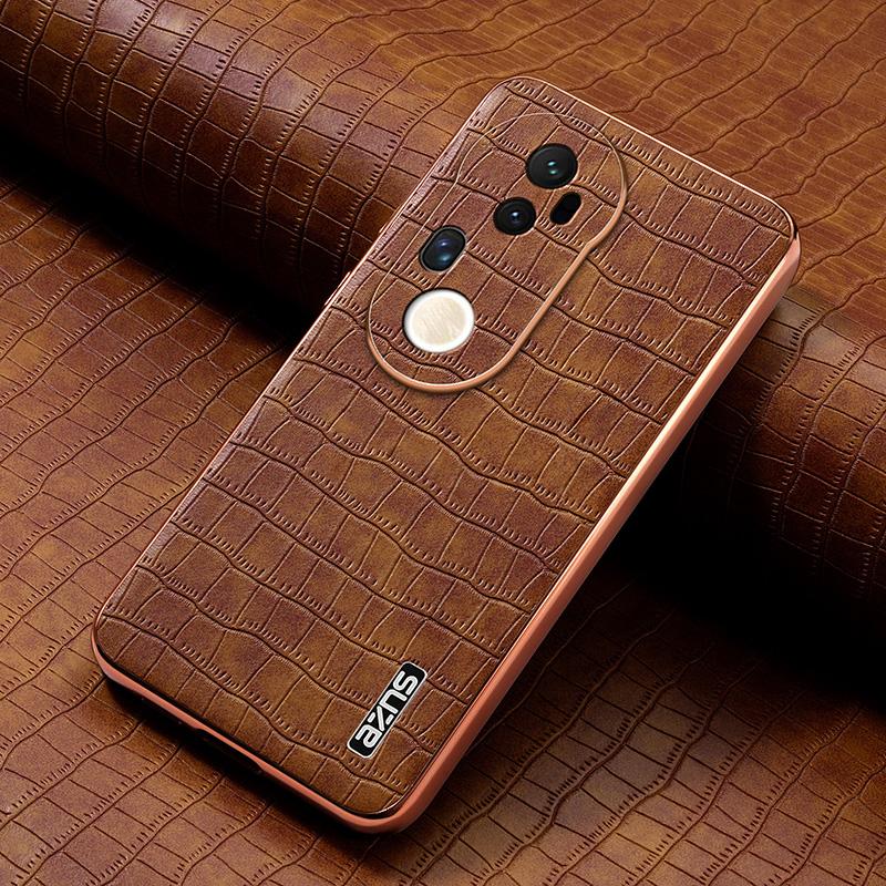 vivo S20 Pro Luxury Case - Electroplated Frame, Crocodile Texture Leather, Full Coverage Protection, Anti-Fingerprint & Shockproof