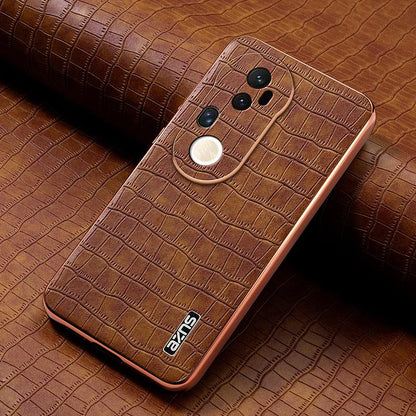 vivo S20 Pro Luxury Case - Electroplated Frame, Crocodile Texture Leather, Full Coverage Protection, Anti-Fingerprint & Shockproof