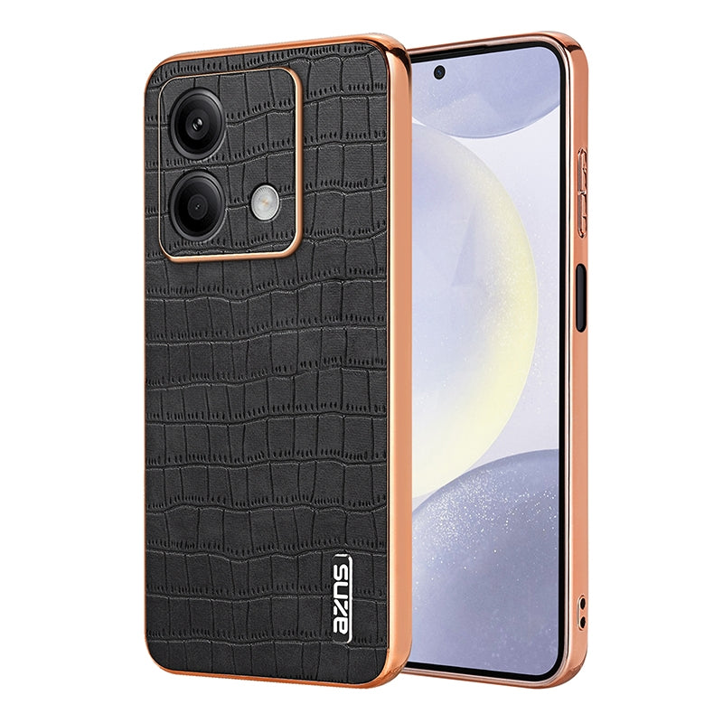 Redmi Note 13 5G Luxury Case - Electroplated Frame, Crocodile Texture Leather, Full Coverage Protection, Anti-Fingerprint & Shockproof