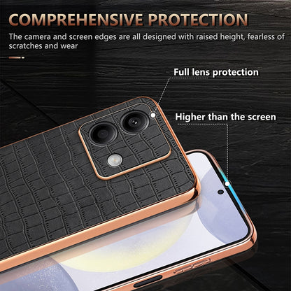 Redmi Note 13 5G Luxury Case - Electroplated Frame, Crocodile Texture Leather, Full Coverage Protection, Anti-Fingerprint & Shockproof