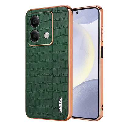 Redmi Note 13 5G Luxury Case - Electroplated Frame, Crocodile Texture Leather, Full Coverage Protection, Anti-Fingerprint & Shockproof