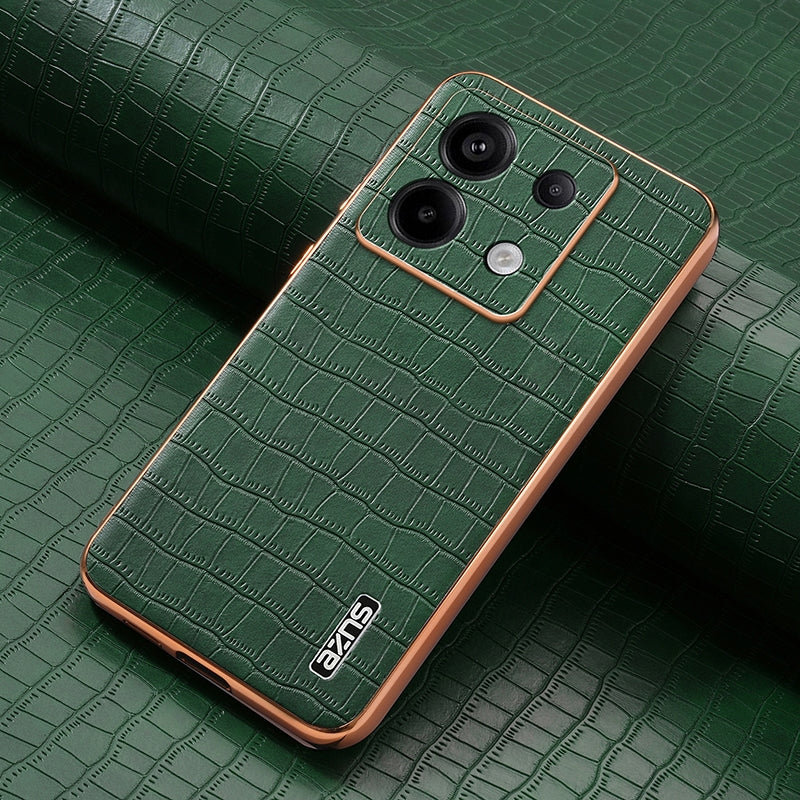 Redmi Note 13 Pro 5G Luxury Case - Electroplated Frame, Crocodile Texture Leather, Full Coverage Protection, Anti-Fingerprint & Shockproof