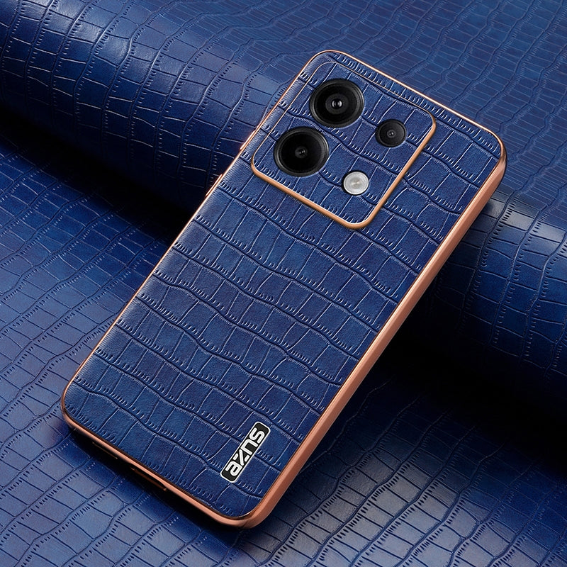 Redmi Note 13 Pro 5G Luxury Case - Electroplated Frame, Crocodile Texture Leather, Full Coverage Protection, Anti-Fingerprint & Shockproof