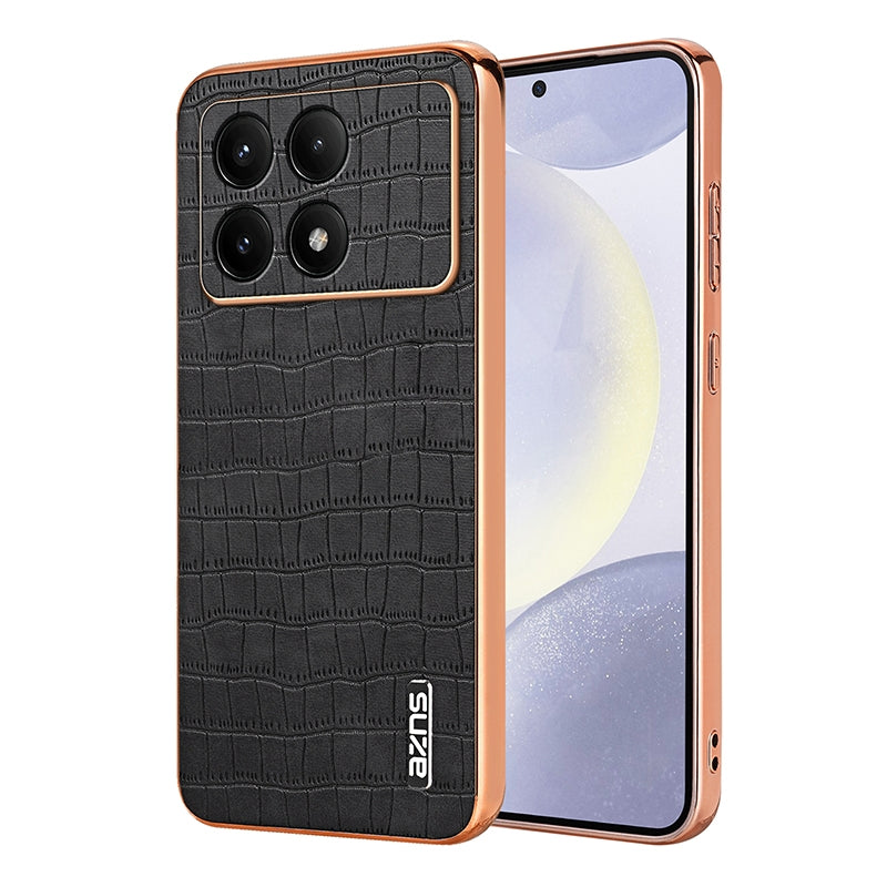 Redmi K70/K70 Pro Luxury Case - Electroplated Frame, Crocodile Texture Leather, Full Coverage Protection, Anti-Fingerprint & Shockproof