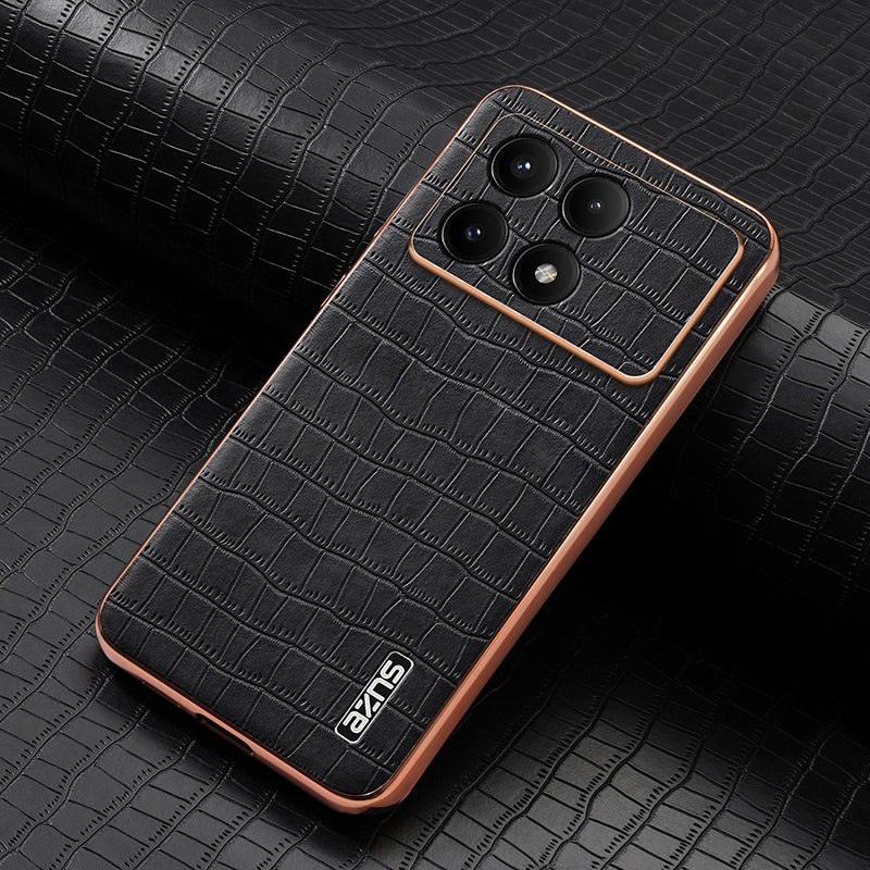 Redmi K70/K70 Pro Luxury Case - Electroplated Frame, Crocodile Texture Leather, Full Coverage Protection, Anti-Fingerprint & Shockproof