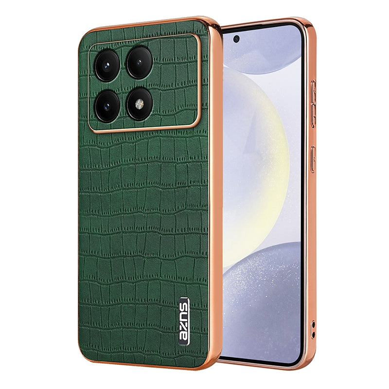 Redmi K70/K70 Pro Luxury Case - Electroplated Frame, Crocodile Texture Leather, Full Coverage Protection, Anti-Fingerprint & Shockproof