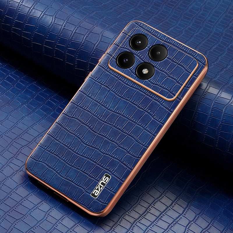 Redmi K70/K70 Pro Luxury Case - Electroplated Frame, Crocodile Texture Leather, Full Coverage Protection, Anti-Fingerprint & Shockproof
