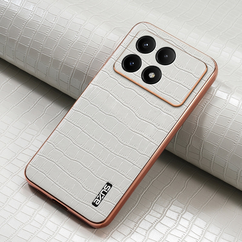 Redmi K70E Luxury Case - Electroplated Frame, Crocodile Texture Leather, Full Coverage Protection, Anti-Fingerprint & Shockproof