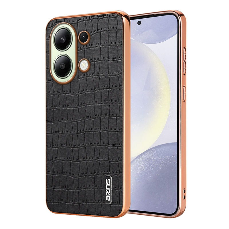 Redmi Note 13 4G Luxury Case - Electroplated Frame, Crocodile Texture Leather, Full Coverage Protection, Anti-Fingerprint & Shockproof