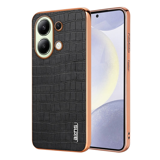 Redmi Note 13 4G Luxury Case - Electroplated Frame, Crocodile Texture Leather, Full Coverage Protection, Anti-Fingerprint & Shockproof