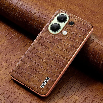 Redmi Note 13 4G Luxury Case - Electroplated Frame, Crocodile Texture Leather, Full Coverage Protection, Anti-Fingerprint & Shockproof