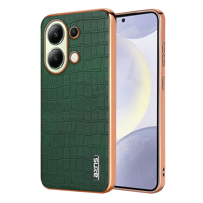 Redmi Note 13 4G Luxury Case - Electroplated Frame, Crocodile Texture Leather, Full Coverage Protection, Anti-Fingerprint & Shockproof