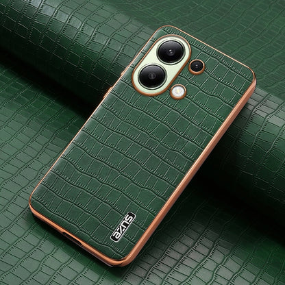 Redmi Note 13 4G Luxury Case - Electroplated Frame, Crocodile Texture Leather, Full Coverage Protection, Anti-Fingerprint & Shockproof